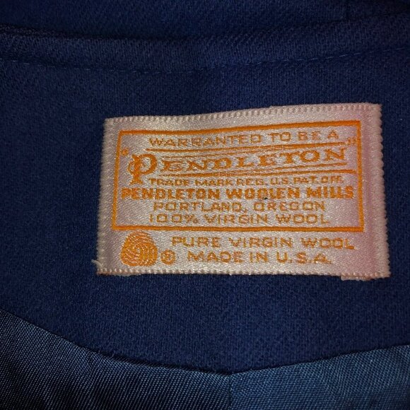 VTG Pendleton Womens 12 Blue Pure Virgin Wool Double Breasted Blazer Jacket USA - Picture 9 of 11